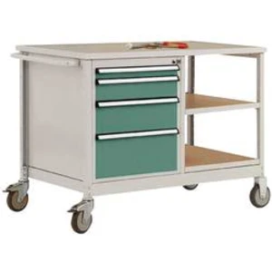 Přenosný dílenský stůl model 1 s světle šedou krycí deskou Melaminu 22 mm, š x h x v 1135 x 590 x 802 mm Manuflex TP1007.0001 TP1007.0001