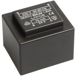 Transformátor do DPS Gerth EI 30/15,5, prim: 230 V, Sek: 9 V, 200 mA, 1,8 VA