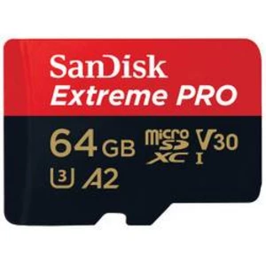 Paměťová karta microSDXC, 64 GB, SanDisk Extreme Pro®, Class 10, UHS-I, UHS-Class 3, v30 Video Speed Class, výkonnostní standard A2