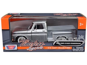 1966 GMC C1000 Fenderside Pickup Truck Silver Metallic "Timeless Legends" Series 1/24 Diecast Model Car by Motormax