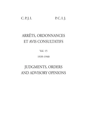 Judgments, Orders and Advisory Opinions