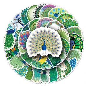 10/50PCS Cartoon Peacock Stickers Scrapbook Phone Guitar Laptop Luggage Cool Waterproof Sticker Children Classic Toy