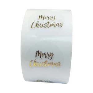 100-500pcs Round Clear Merry Christmas Stickers Thank You Card Box Package Label Sealing Stickers Wedding Decor Stationery