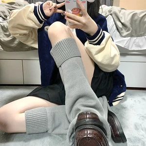 Warmers Knit Girls Socks Gothic Shape Color Autumn Leg Solid Y2k Winter Leg Horn Socks Socks Long Fashion Pile Warm Lolita Women