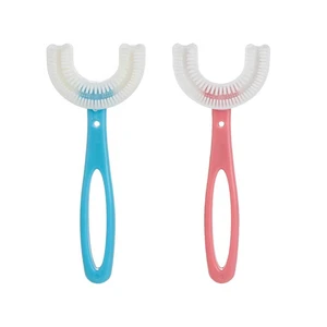 U-Shaped Children Toothbrush Manual Silicone Baby Yoothbrushing Artifact Oral Care Cleaning Brush for 6 7 8 9 10 11 12 Years old