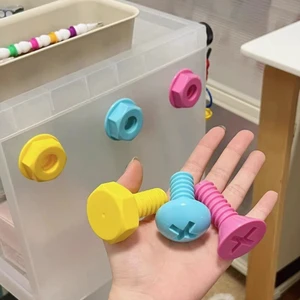 3 Pcs Screw Shape Punch Free Self Adhesive Wall Hook Hat Clothes Back Door Kids Hanger Supplies For Storage And Organization