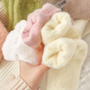 INS Cute Mink Velvet Warm Sleeping Socks Autumn Winter Thickened Plush Coral Fleece Super Soft Kawaii Sleeping Mid-tube Socks