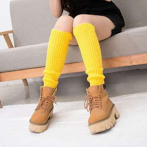 Lady Women Solid Candy Color Knit Winter Leg Warmers Loose Style Boot Knee High Boot Stockings Leggings Gift Warm Boots Leg