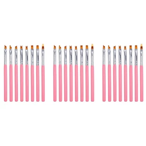 24Pcs Color Paint Pen Set Pink Petal Pen Nail Brush Short Nail Brush