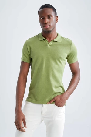 DEFACTO Slim Fit Polo Neck Basic kötöttáru rövid ujjú póló