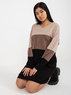 Beige and black basic dress with pockets from RUE PARIS