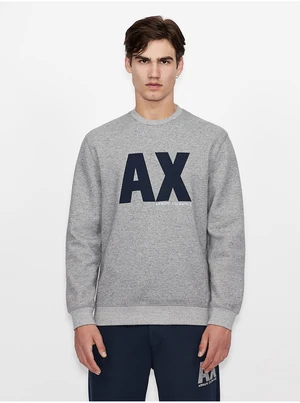 Grey Mens Sweatshirt with Armani Exchange Prints - Men