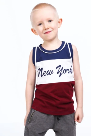 Boys' dark blue T-shirt with straps