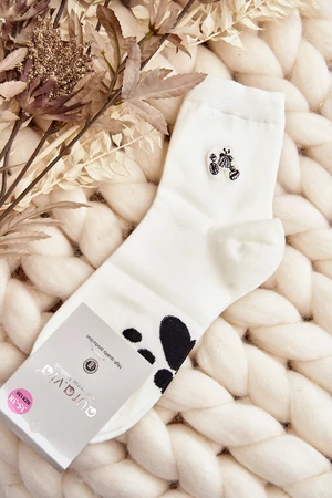 Dámské bavlněné ponožky s nášivkou medvídka, bílé
