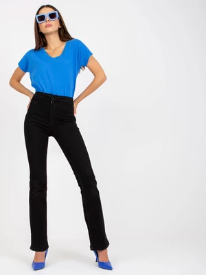 Basic dark blue cotton t-shirt for women