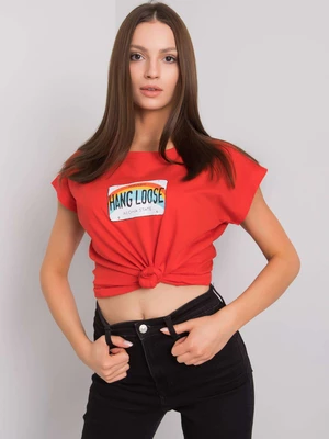 Women's red cotton T-shirt