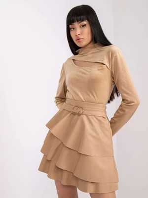 Dark beige velour blouse with long sleeves from Kigali