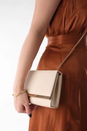 Marjin Women's Clutch Bags Gold Color Gold Chain Strap Yekva beige