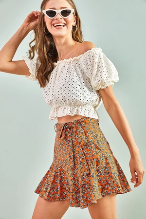 Bianco Lucci Women's Belted Skirt with Shorts 7060