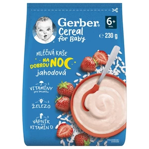 Gerber Cereal Mléčná kaše na dobrou noc jahodová 6m+ 230 g