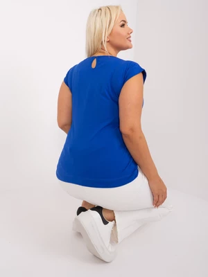 Cobalt blue blouse plus sizes with short sleeves