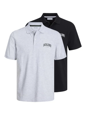 Jack&Jones 2 PACK - pánské polo triko JJEJOSH Standard Fit 12257011 Black/White Melange L