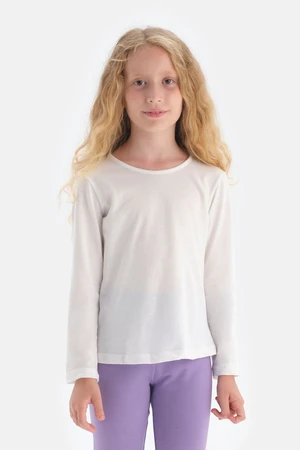 Dagi White Crew Neck Long Sleeved T-Shirt