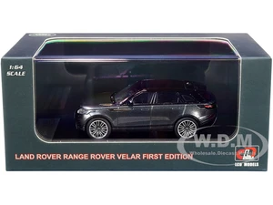 Land Rover Range Rover Velar First Edition with Sunroof Gray Metallic and Black 1/64 Diecast Model Car by LCD Models