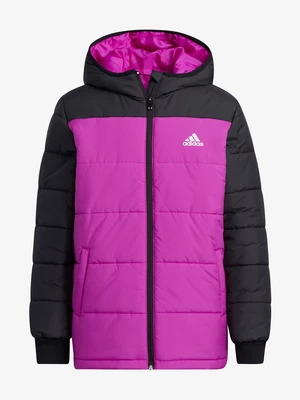 Black and pink adidas Performance quilted jacket for girls