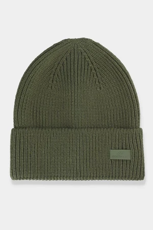 Men's winter hat with 4F khaki logo