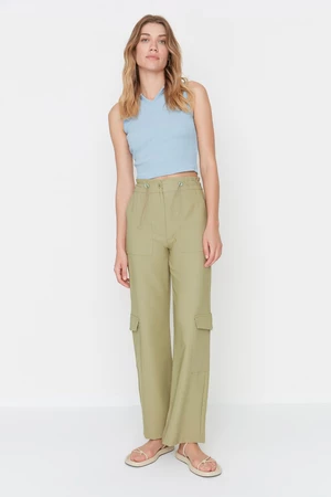 Trendyol Khaki Cargo Trousers with Woven Rope Detail