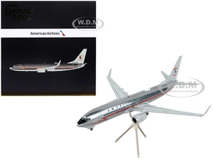 Boeing 737-800 Commercial Aircraft "American Airlines - AstroJet" Silver with Red Stripes "Gemini 200" Series 1/200 Diecast Model Airplane by GeminiJ