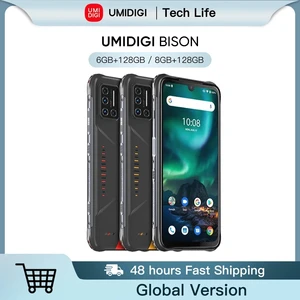 UMIDIGI BISON IP68/IP69K Waterproof 6GB/8GB+128GBRugged Phone 6.3" FHD+ Display NFC Android 10 Smartphone