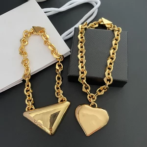 Hot Designer Classic Gilded Geometric Heart Necklace Gold Chain Women Europe Jewelry Party Trend