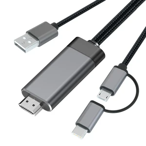 Mirascreen LD29 3-In-1 Type C/Micro-USB To HDMI Cable For Android Phone To HDMI Bluetooth HDTV Mirroring 1080P To HDMI Cable