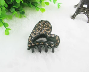 Heart Shape Acrylic Hair Claw 5cm Rhinestones Hair Accessories Cute Full Crystal Hairpin For Women Korean Jewelry