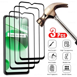 3PCS Full Cover Tempered Glass For Realme C35 6.6" Screen Protector For OPPO Realmy C35 C 35 RMX3511 Safety Protective Film