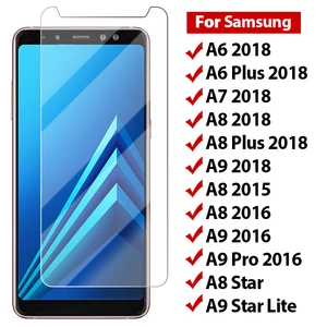 9H Hard Tempered Glass for Samsung A7 2018 A750 A6 A8 Plus Phone Film Toughed Screen Protector for Galaxy A9 Star Lite Pro 2016