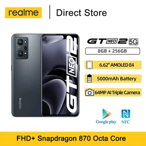 Global Rom Realme GT Neo 2 5G Smartphone 6.62" FHD+ Snapdragon 870 Octa Core 120Hz 64MP 5000mAh Battery Camera NFC Mobile Phone