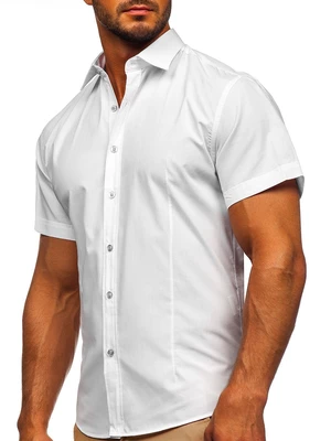 Bílá pánská elegantní košile s krátkým rukávem Bolf 7501