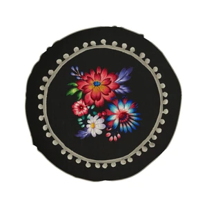Obojstranný vankúš s ľanovou prímesou Madre Selva Colorful Flowers, ⌀ 45 cm