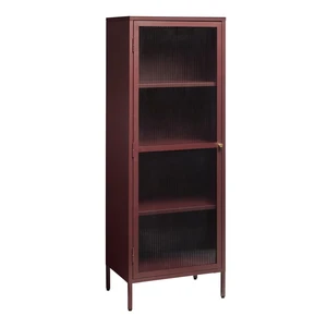 Červená kovová vitrína Unique Furniture Bronco, výška 160 cm