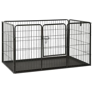 [EU Direct] vidaxl 170576 Outdoor Dog Playpen Steel 123x77.5x74.5 cm House Cage Foldable Puppy Cats Sleep Metal Playpen