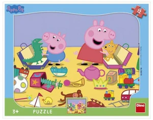 Puzzle 12 Peppa Pig si hraje deskové tvary