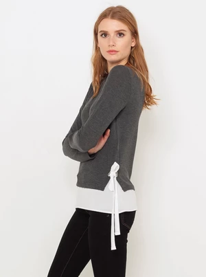 Szary sweter z wkładką koszulową CAMAIEU - Kobieta