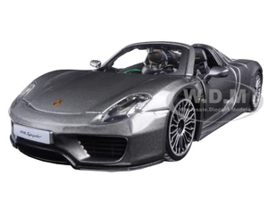 Porsche 918 Spyder Gray Metallic 1/24 Diecast Model Car by Bburago