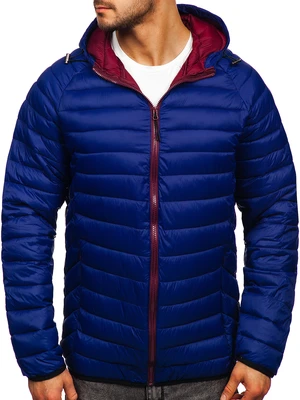 Geacă bleumarin cu glugă matlasată Bolf 13022