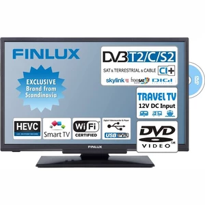 Televízor Finlux 24FDM5760 čierna 24" (61 cm) HD Smart TV • rozlíšenie 1366 × 768 px • DVB-T2/S2/C (H.265/HEVC) • Dolby Digital Plus • HDR • Wi-Fi • 2