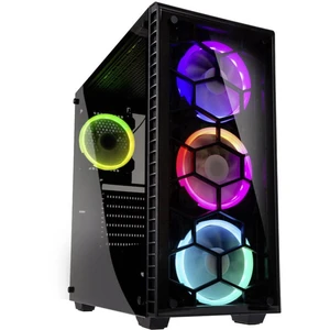 Kolink Observatory RGB midi tower PC skrinka čierna 4 predinštalované LED ventilátory, bočné okno, prachový filter, inšt