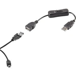 Renkforce #####USB-Kabel USB 2.0 #####USB-A Stecker, #####USB-Mini-B Stecker 40.00 cm čierna vr. spínače ZAP / VYP, pozl